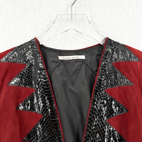 ALEXANDRA AND GAIL Vintage Suede Skirt Suit Set Small 2 Piece Set Burgundy Black - Picture 9 of 16